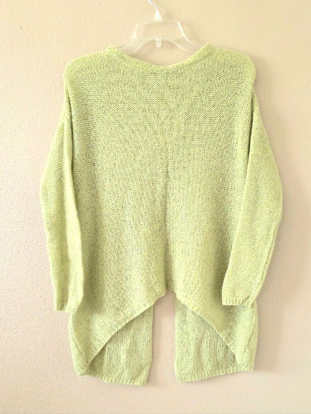 Oriana Lime Green Mohair Blend Asymmetric Hem Sweater - Size Medium